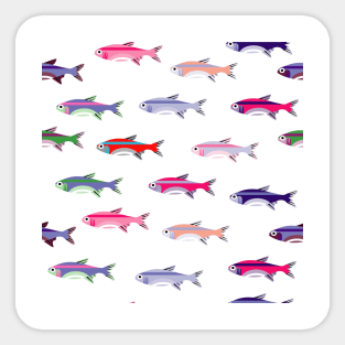 Cute Colored Fish Kids Pattern Seamless Sticker